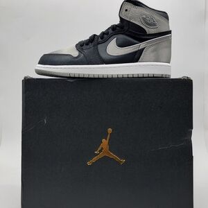 NIB!! NWT!! Air Jordan High-Top Sneakers‎ in Black and Gray Satin Finish SIZE 1Y